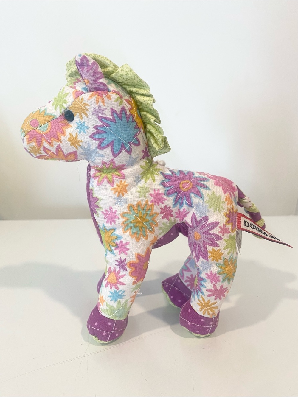 Douglas Cuddle Toys Mini Quilti Horse Floral Plush Clip 2010 #1123.1 Retired